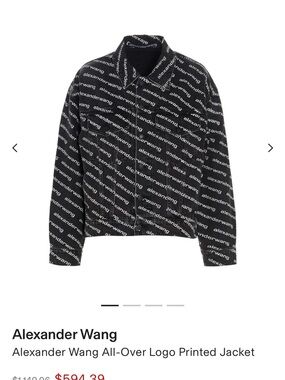 Alexander Wang black and white all-over logo printed jacket denim jacket